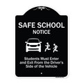 Signmission Designer Series-Safe School Students Must Enter And Exit From Driver Si, 18" L, 24" H, BW-1824-9755 A-DES-BW-1824-9755